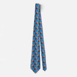 Corbata Diseño de patrón de cabeza de tigre azul