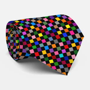 Corbata Diseño de Patrón de Cuadros Colorido Negro