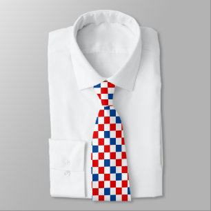 Corbata Diseño de Patrón de Cuadros Rojo Blanco Azul
