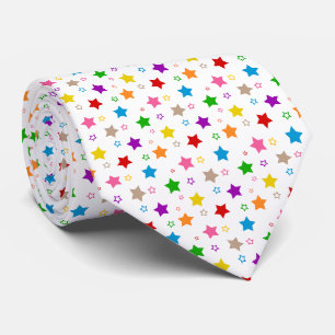 Corbata Diseño de patrón de estrellas coloridas blanco