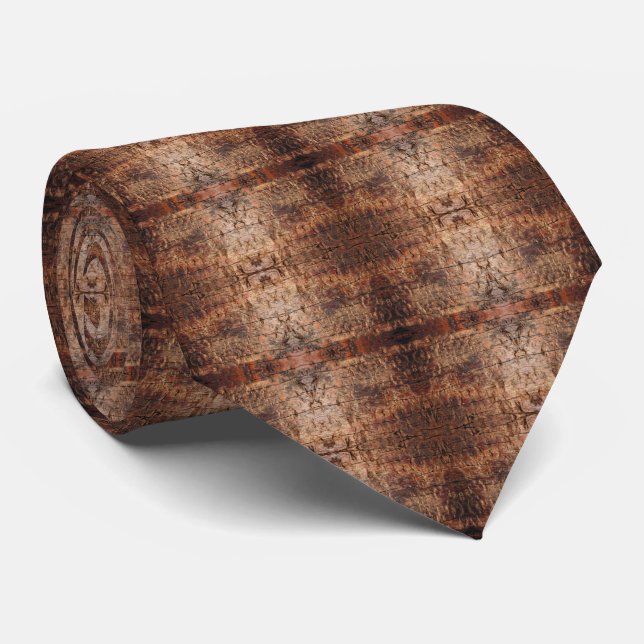 Corbata Diseño de Patrón de Foto en Primer Plano de Madera (Enrollado)