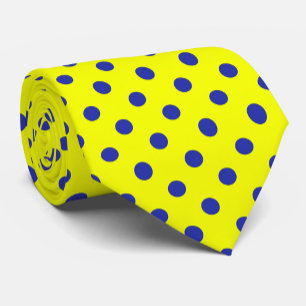 Corbata Diseño de patrón de lunares azules sobre amarillo
