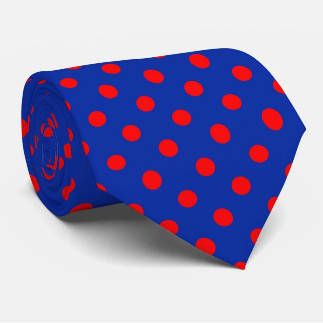 Corbata Diseño de patrón de lunares azules sobre rojo  (Subido por el creador)