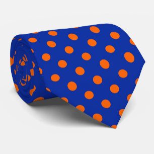 Corbata Diseño de patrón de lunares naranja sobre azul