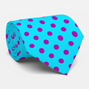 Corbata Diseño de Patrón de Lunares Purpura Sobre Azul