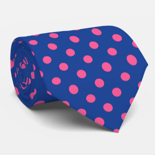 Corbata Diseño de patrón de lunares rosa sobre azul