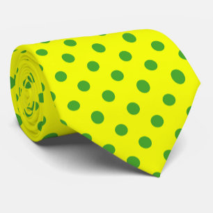 Corbata Diseño de patrón de lunares verde sobre amarillo