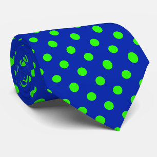 Corbata Diseño de patrón de lunares verde sobre azul