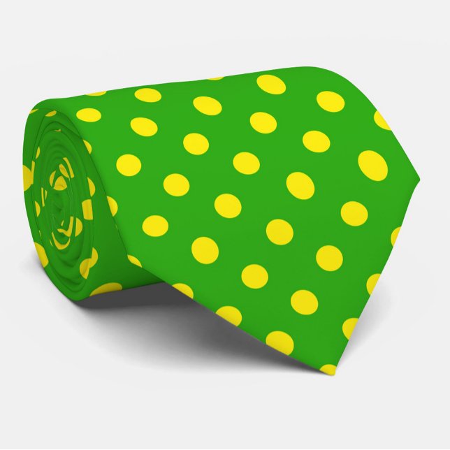 Corbata Diseño de patrón de lunares verdes sobre amarillo (Subido por el creador)