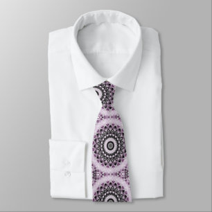 Corbata Diseño de patrón de mandala geométrico violeta y n