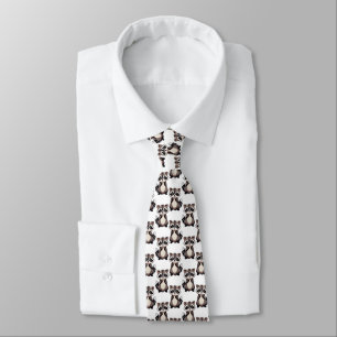 Corbata Diseño de patrón de mapache blanco