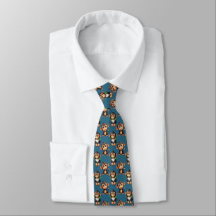 Corbata Diseño de Patrón de Mono Azul