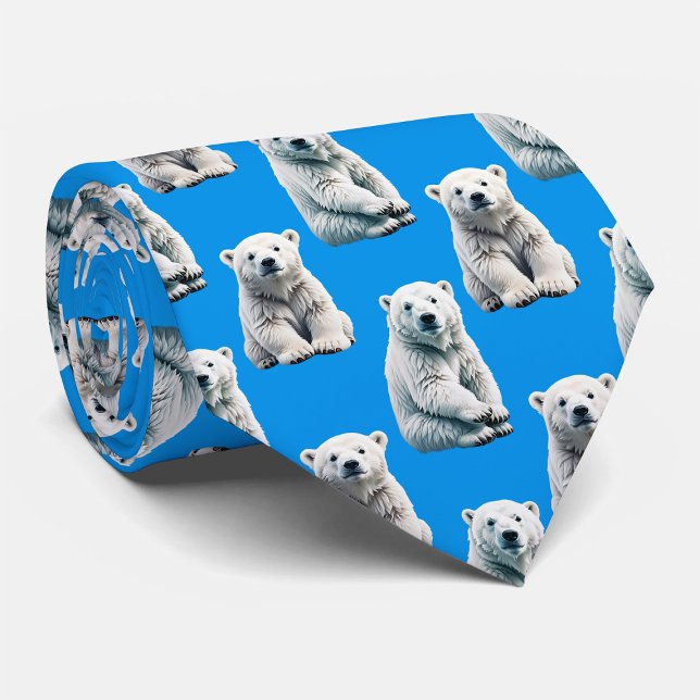 Corbata Diseño de patrón de oso polar azul (Subido por el creador)