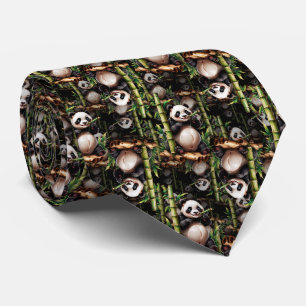 Corbata Diseño de patrón de panda de bambú