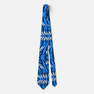 Corbata Diseño de patrón de piel de animal de tigre azul