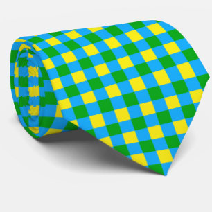 Corbata Diseño de patrón de placa de cheque amarillo verde