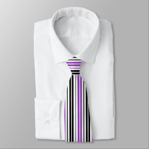 Corbata Diseño de patrón de rayas blancas y negras moradas