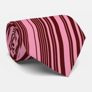 Corbata Diseño de Patrón de Rayas de Burdeos y Rosa 