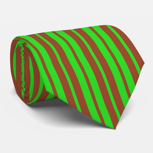 Corbata Diseño de patrón de rayas elegante marrón verde (Subido por el creador)