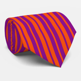 Corbata Diseño de patrón de rayas elegantes naranja púrpur
