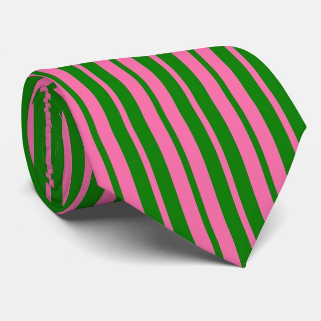 Corbata Diseño de patrón de rayas elegantes rosa verde (Subido por el creador)