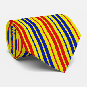 Corbata Diseño de patrón de rayas rojas azules amarillas 