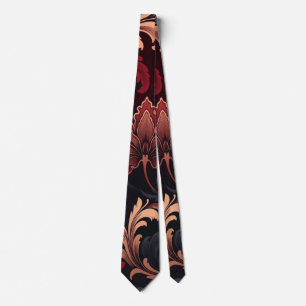 Corbata Diseño de Patrón de Remolino Floral Barroco Lujoso