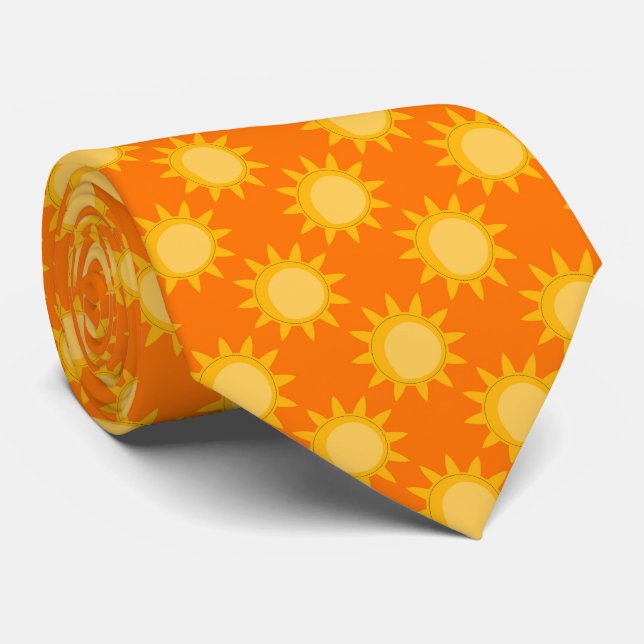 Corbata Diseño de patrón de sol brillante sobre naranja (Enrollado)