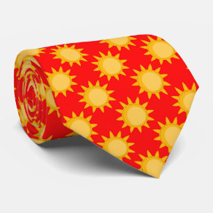 Corbata Diseño de patrón de sol brillante sobre rojo