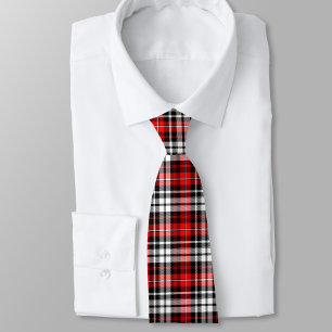 Corbata Diseño de patrón de tartán a cuadros rojos negros 