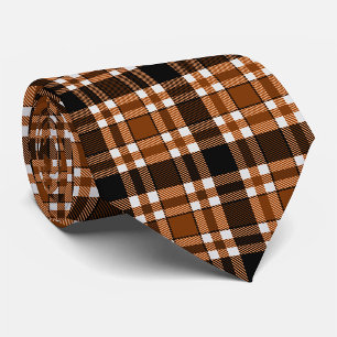 Corbata Diseño de patrón de tartán de franela marrón negro