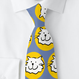 Corbata Diseño de patrón divertido de cara de gato