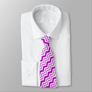 Corbata Diseño de patrón en zigzag de chevron blanco púrpu