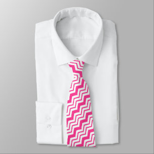 Corbata Diseño de patrón en zigzag de Chevron blanco rosa