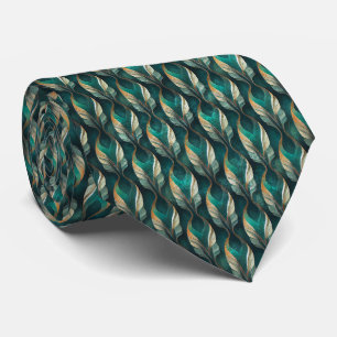 Corbata Diseño de patrón geométrico Art Deco en verde azul