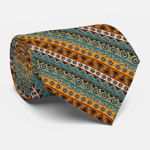 Corbata Diseño de patrones aztecas étnicos coloridos