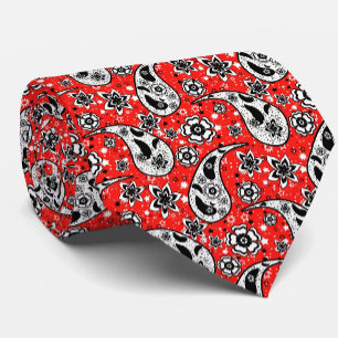 Corbata Diseño de patrones de paisley floral roja