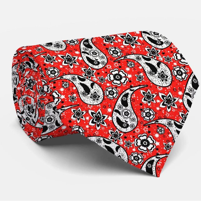 Corbata Diseño de patrones de paisley floral roja (Subido por el creador)