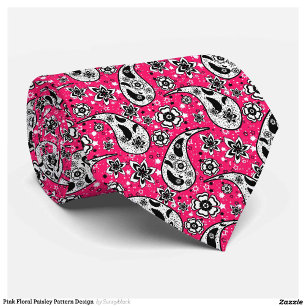 Corbata Diseño de patrones de paisley floral rosa