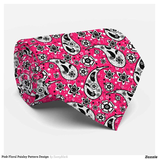 Corbata Diseño de patrones de paisley floral rosa (Subido por el creador)