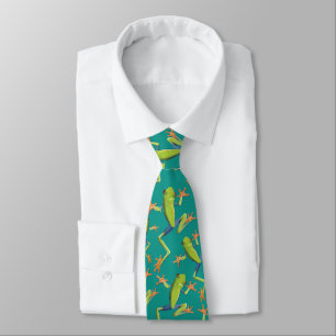 Corbata Diseño de patrones de rana de árbol de vegetación