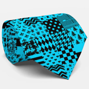 Corbata Diseño de patrones mixtos azul negro