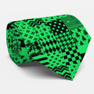 Corbata Diseño de patrones mixtos de color negro verde