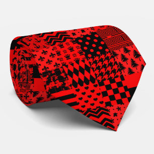 Corbata Diseño de patrones mixtos rojos negros