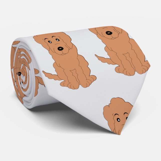 Corbata Diseño de perro Goldendoodle rojo en cualquier col (Enrollado)