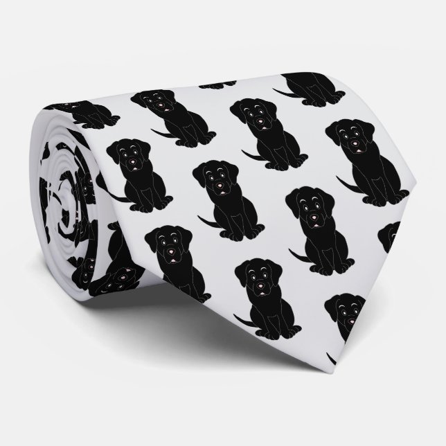 Corbata Diseño de perros de Labrador Negro (Enrollado)