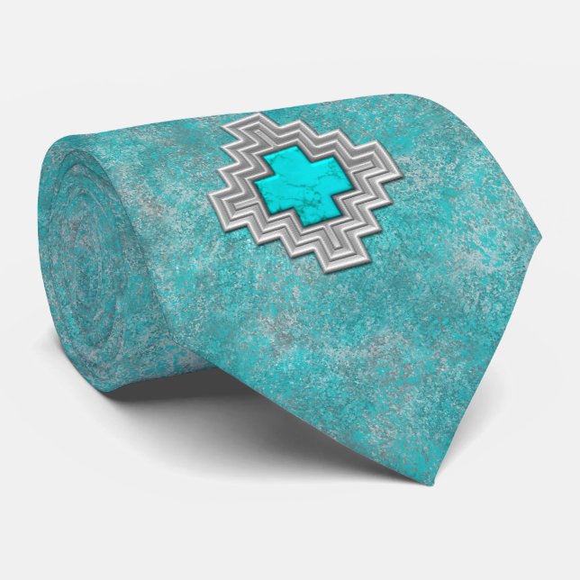Corbata Diseño de Piedra Turquesa del Suroeste (Enrollado)