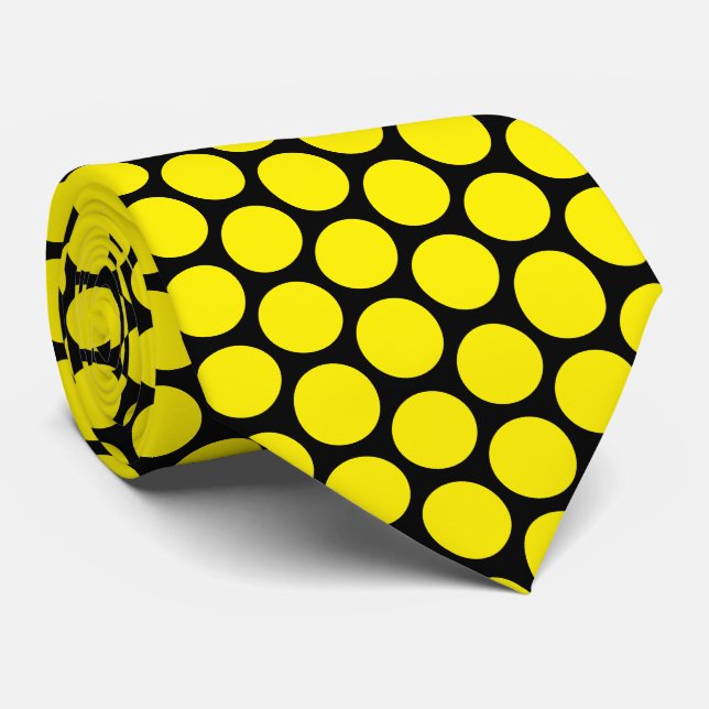 Corbata Diseño de punto de polka amarillo (Enrollado)