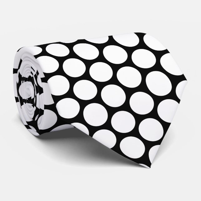 Corbata Diseño de puntos de polka blanca (Enrollado)