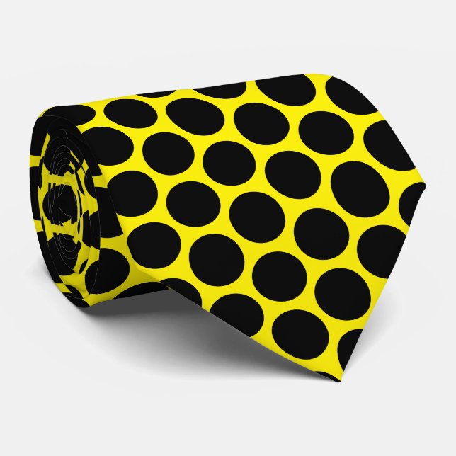 Corbata Diseño de puntos de polka negro (Enrollado)